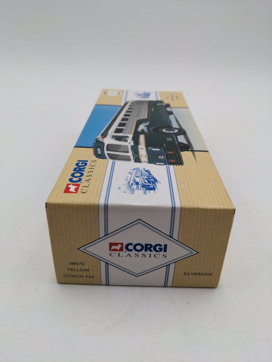 Corgi 98470 1:50 Greyhound Silverside Yellow Coach 743 EX/Box