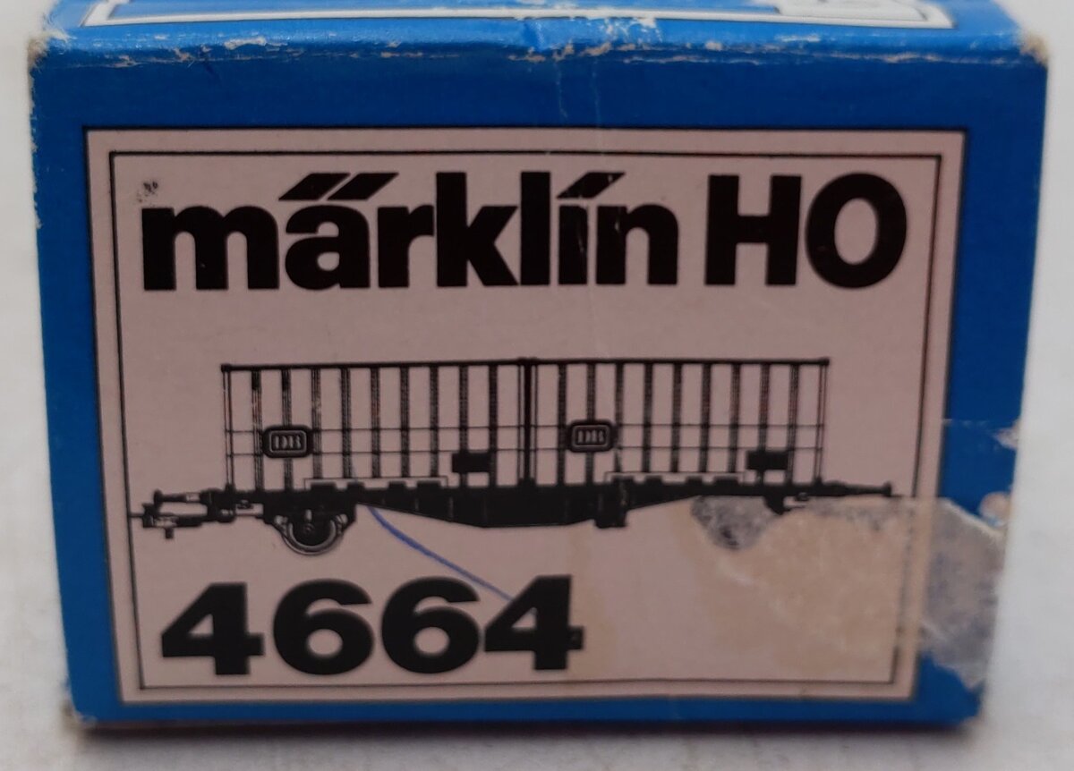 Marklin 4664 HO Scale Flatcar w/ 2 Containers EX/Box