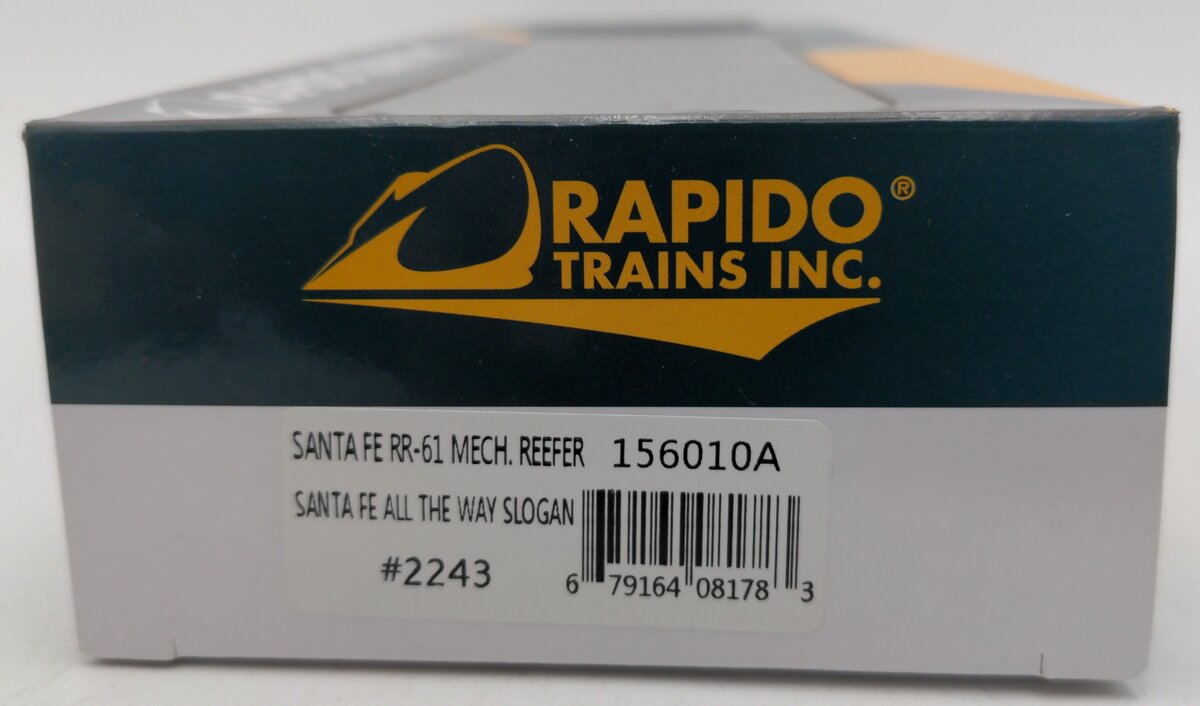 Rapido Trains 156010A HO SF "Santa Fe All The Way" RR-61 Mechanical Reefer #2243 LN/Box