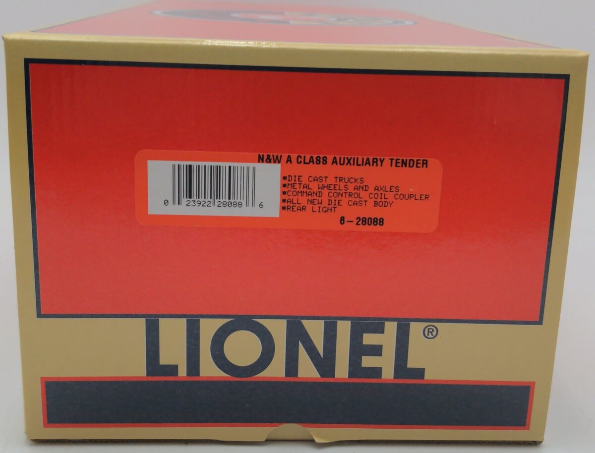 Lionel 6-28088 O Gauge Norfolk & Western A Class Auxiliary Water Tender #160207 EX/Box