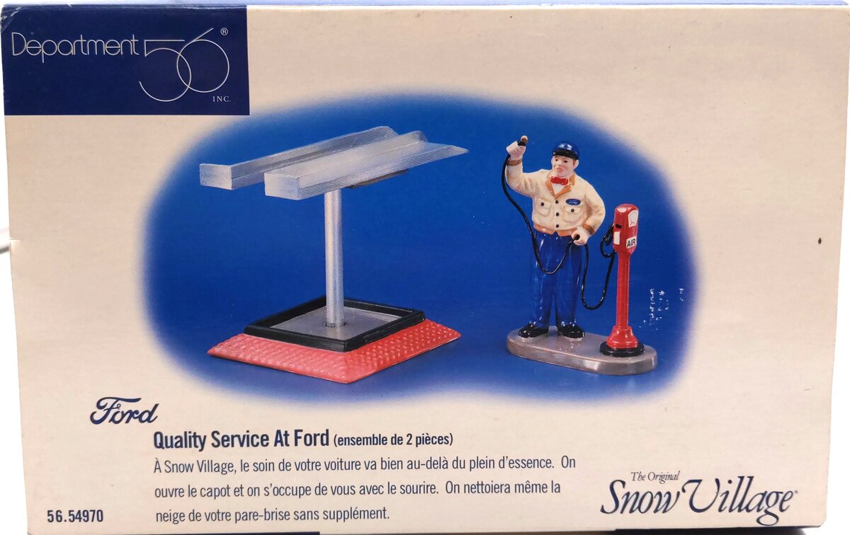 Dept. 56 Snow Village Ford Service Station (Set of 2) EX/Box