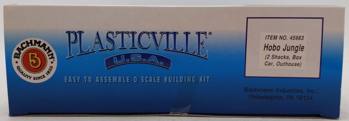 Bachmann 45983 O Plasticville Hobo Jungle 2-Shacks/Boxcar & Outhouse BuildingKit EX/Box