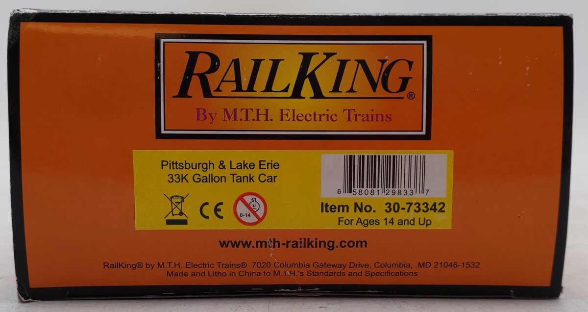 MTH 30-73342 O Gauge Pittsburgh & Lake Erie 33K Gallon Tank Car EX/Box