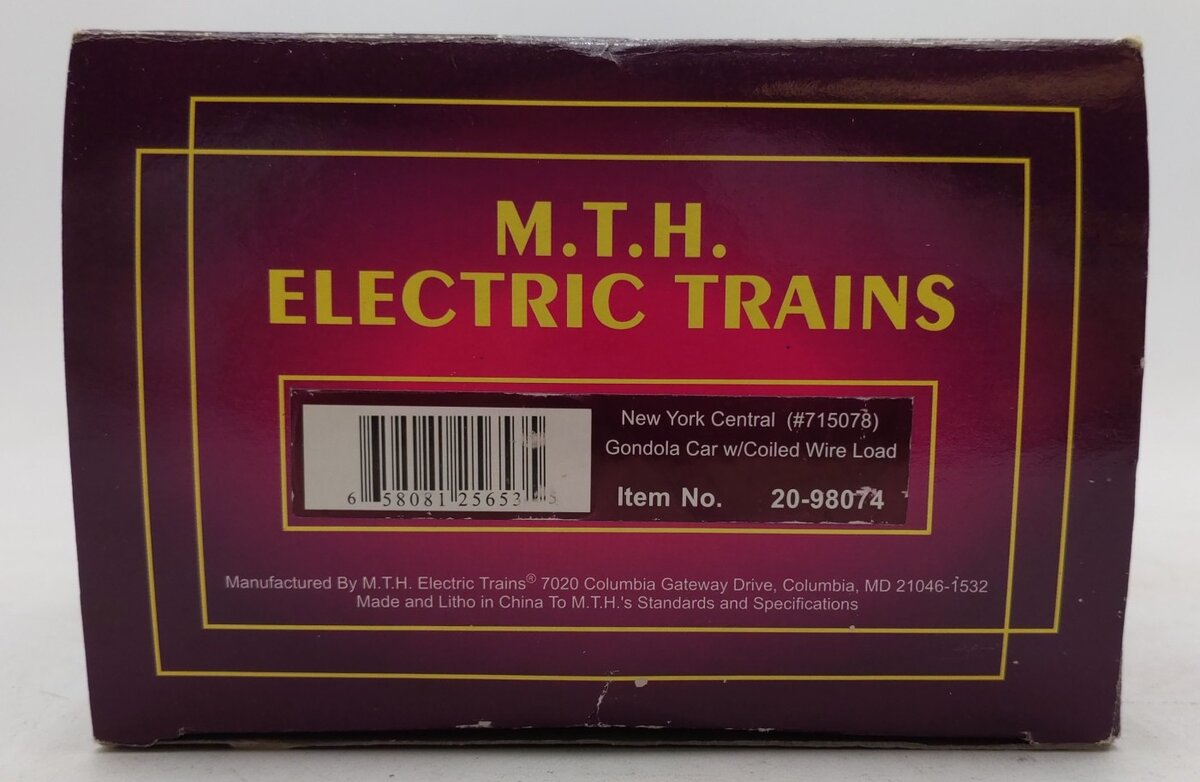 MTH 20-98074 New York Central Gondola Car w/Coiled Wire Load #715078 EX/Box