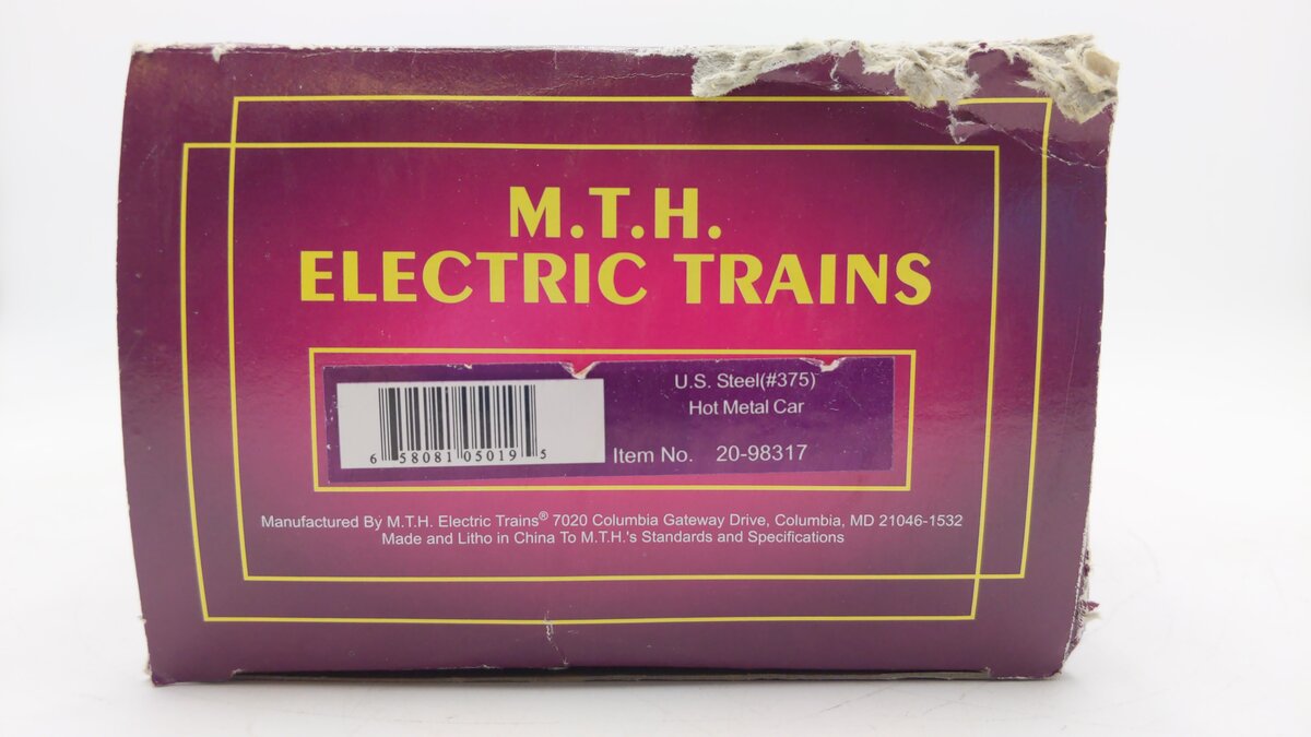 MTH 20-98317 O U.S. Steel Hot Metal Car #375 LN/Box