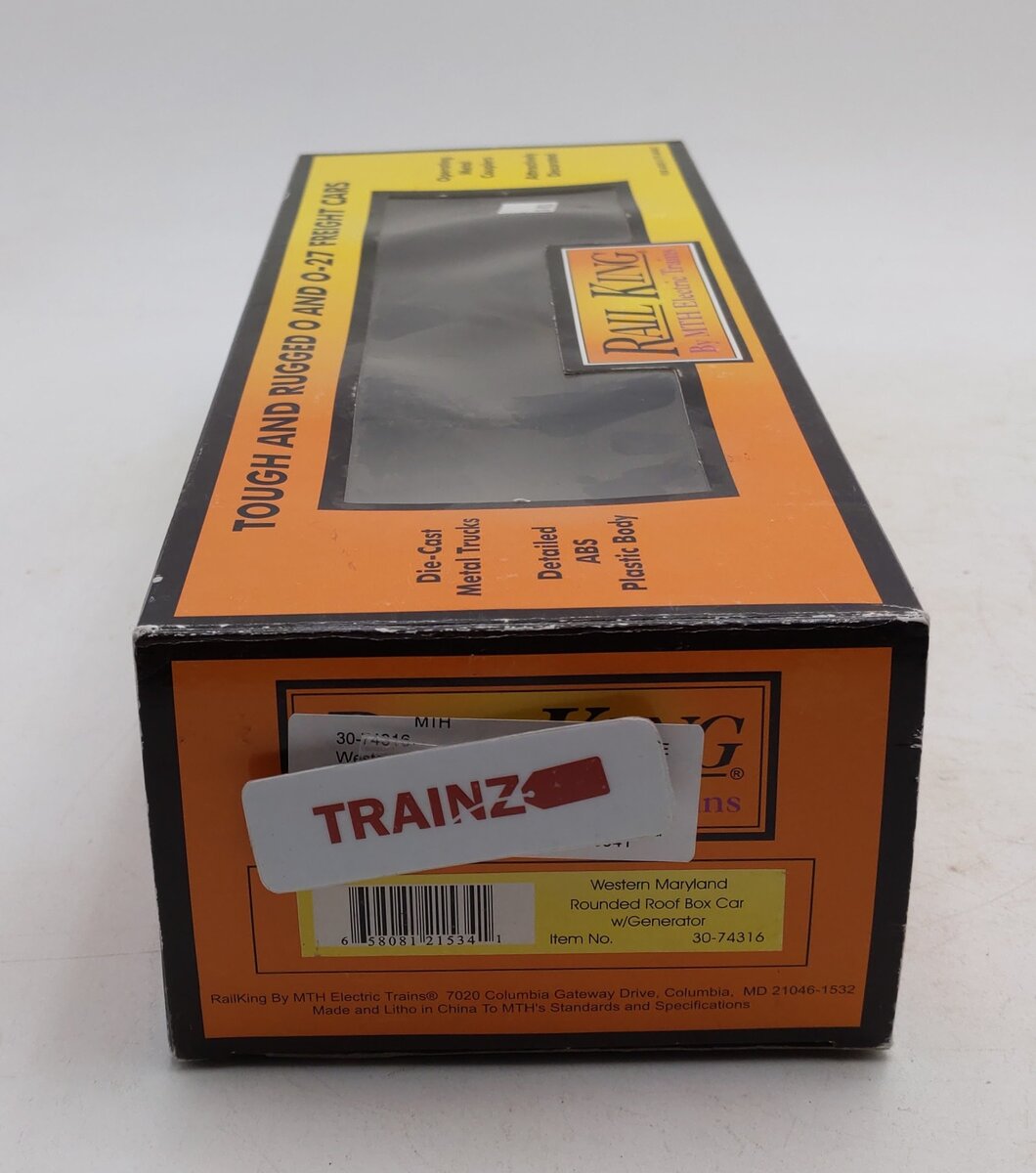 MTH 30-74316 Western Maryland Rounded Roof Box Car w/Generator EX/Box