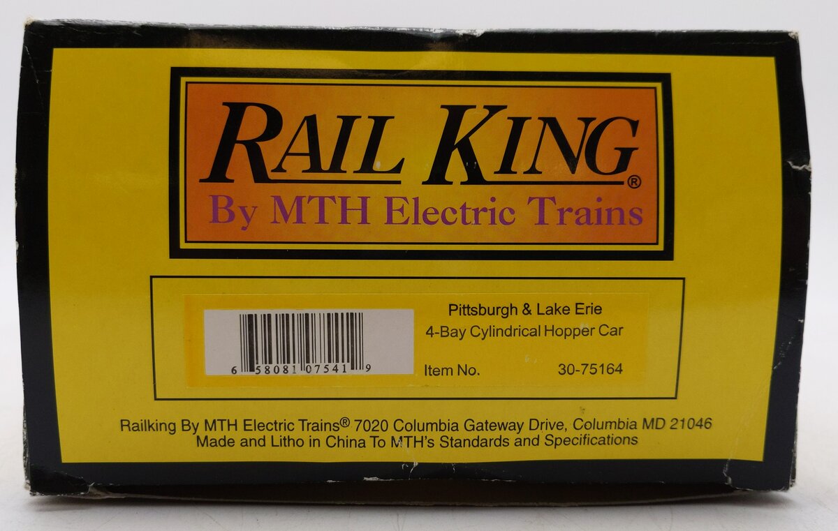 MTH 30-75164 O Gauge Pittsburgh & Lake Erie 4-Bay Cylindrical Hopper Car #197904 LN/Box