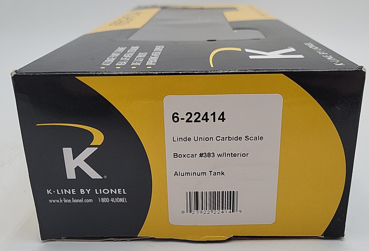 K-Line 6-22414 O Gauge Linde Union Carbide Boxcar #383 w/Interior Aluminum Tank LN/Box
