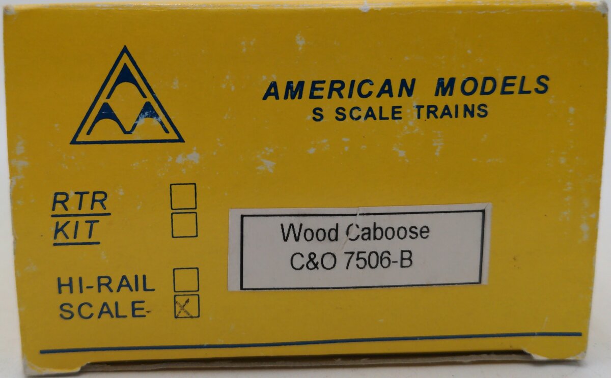 American Models 7506-B S Scale C&O Wood-Sided Caboose w/ Scale Wheels #623 EX/Box