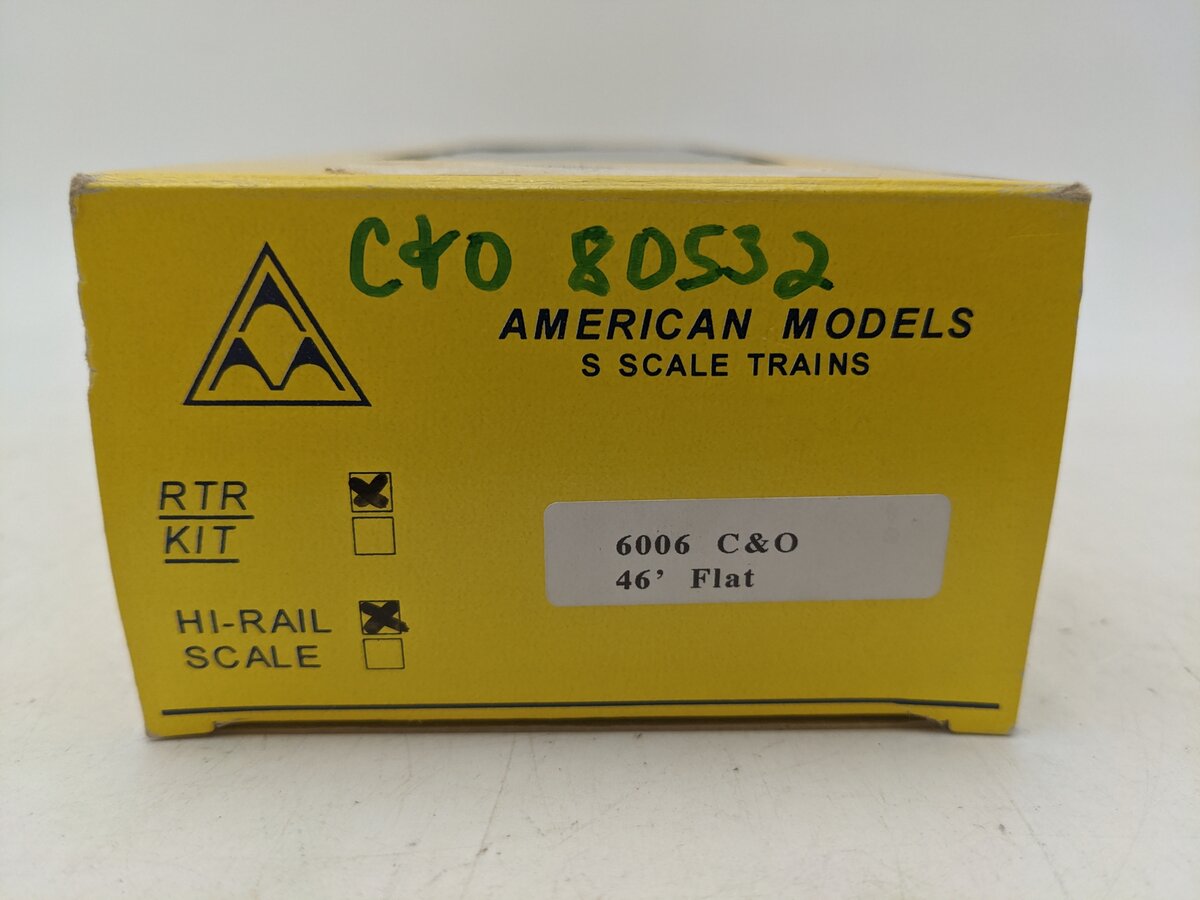 American Models 6006 S Scale Chesapeake & Ohio Flatcar w/Army Tank EX/Box