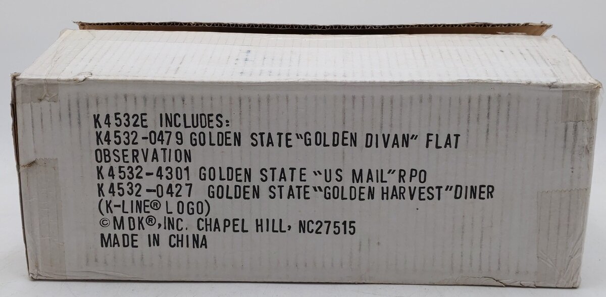 K-Line K4532E O Golden State Streamliner Passenger Cars (Set of 3) EX/Box