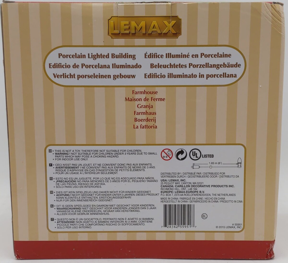 Lemax 55951 Porcelain Lighted Farmhouse EX/Box