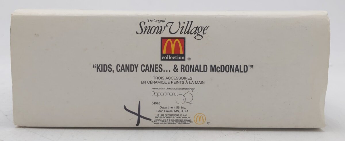 Dept 56 54926 Snow Village "Kids, Candy Canes… & Ronald McDonald" EX/Box