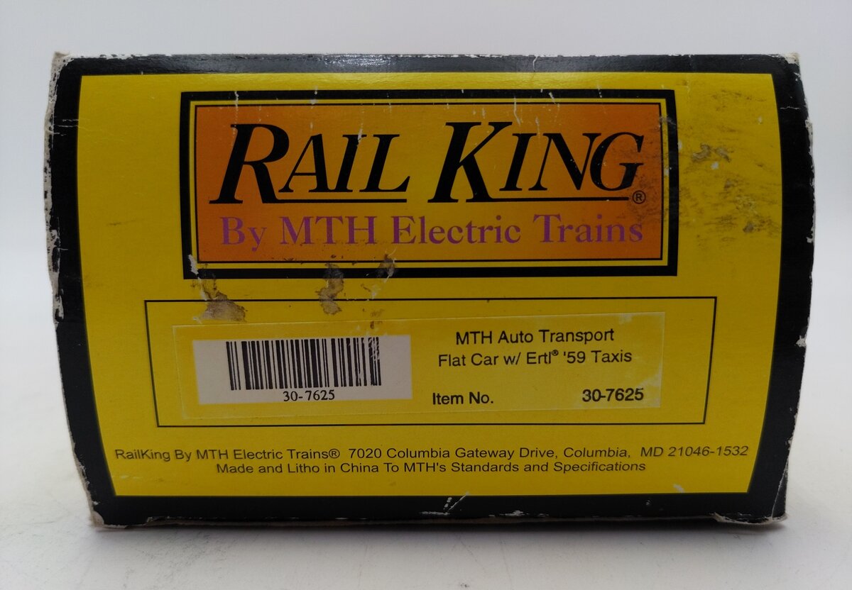 MTH 30-7625 O Gauge MTH Auto Transport Flatcar w/ Ertl Checker Cabs #1959 LN/Box