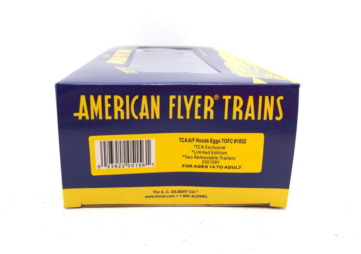 American Flyer 2301091 S Gauge TCA Hoods Eggs TOFC Flatcar w/ Trailers #1852 NIB