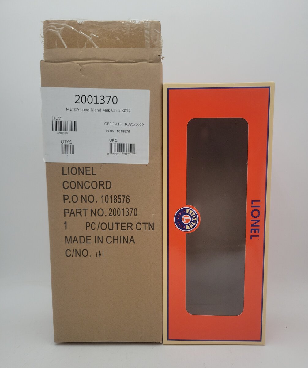 Lionel O 2001370 METCA Long Island Milk Car # 3012 LN/Box