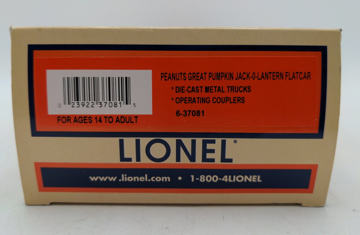 Lionel 6-37081 O PEANUTS Pumpkin Jack-O-Lantern Car LN/Box