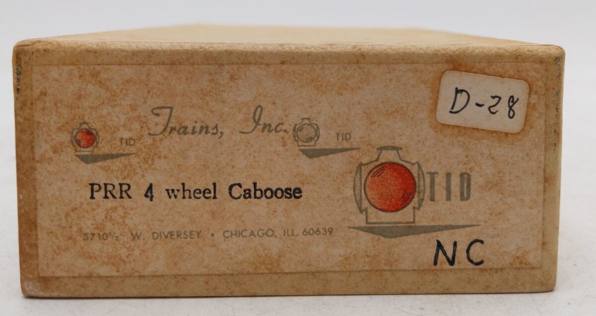 Trains, Inc. 04 HO Brass PRR 4 Wheel Caboose - unpainted EX/Box