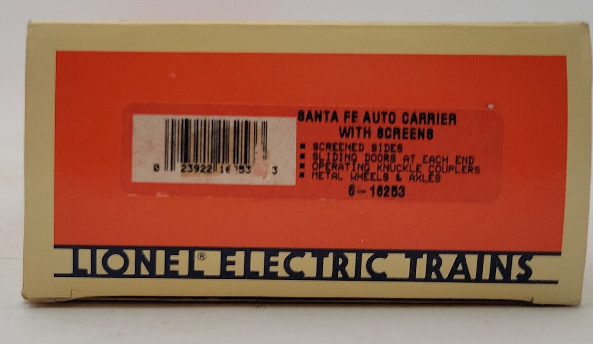 Lionel 6-16253 O Gauge Santa Fe Auto Carrier Car with Screens #16253 LN/Box