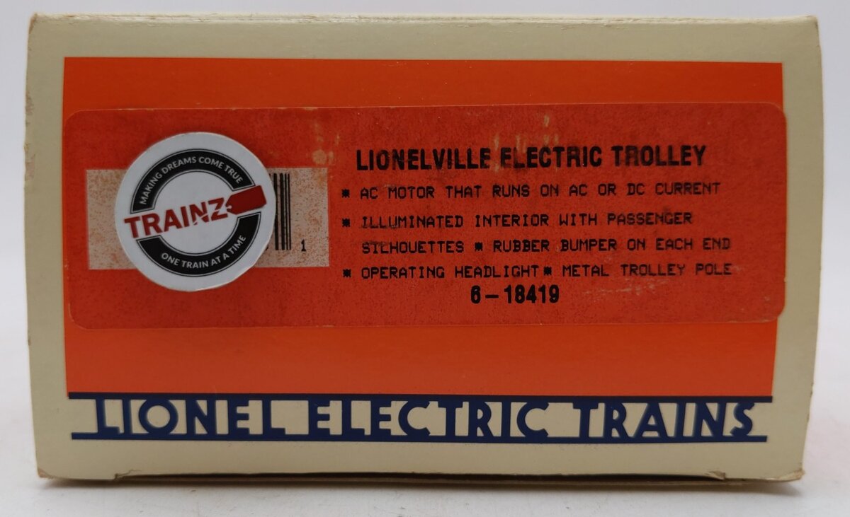 Lionel 6-18419 O Gauge Lionelville Red Operating Trolley #8419 LN/Box