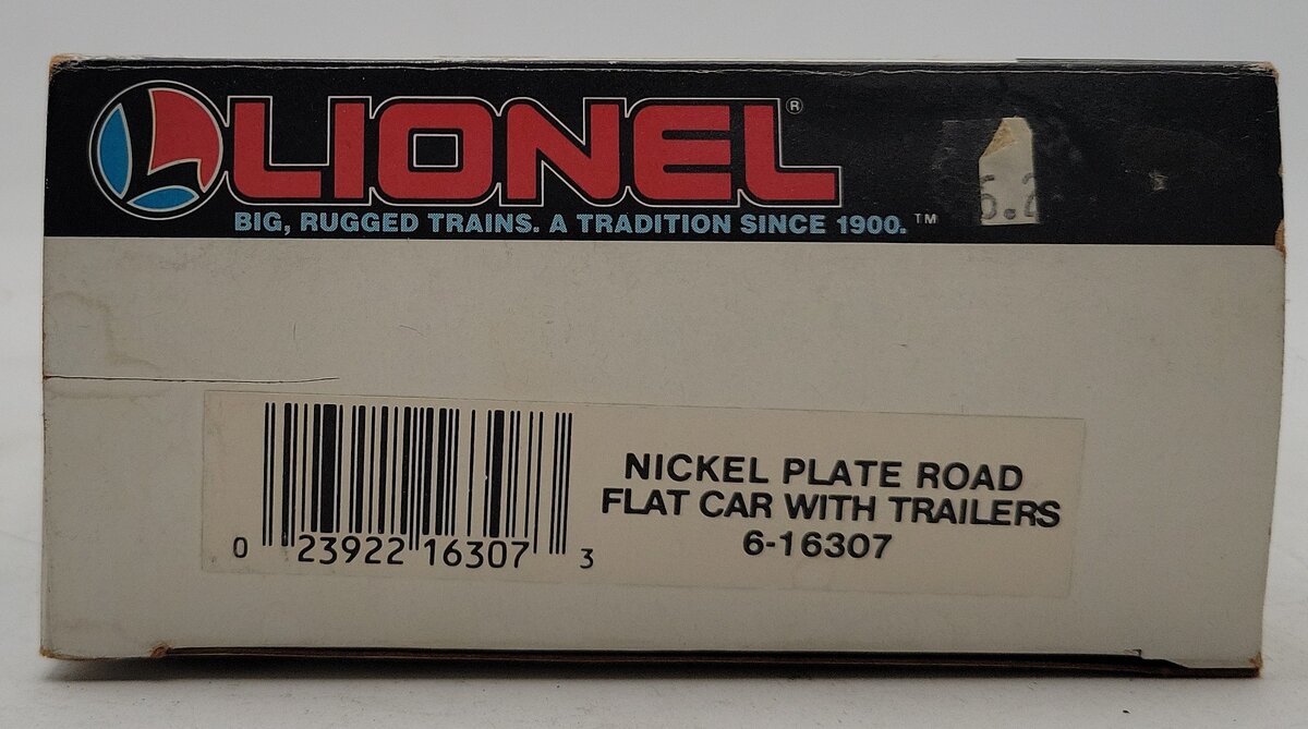 Lionel 6-16307 O Gauge Nickel Plate Road Flatcar with Trailers EX/Box