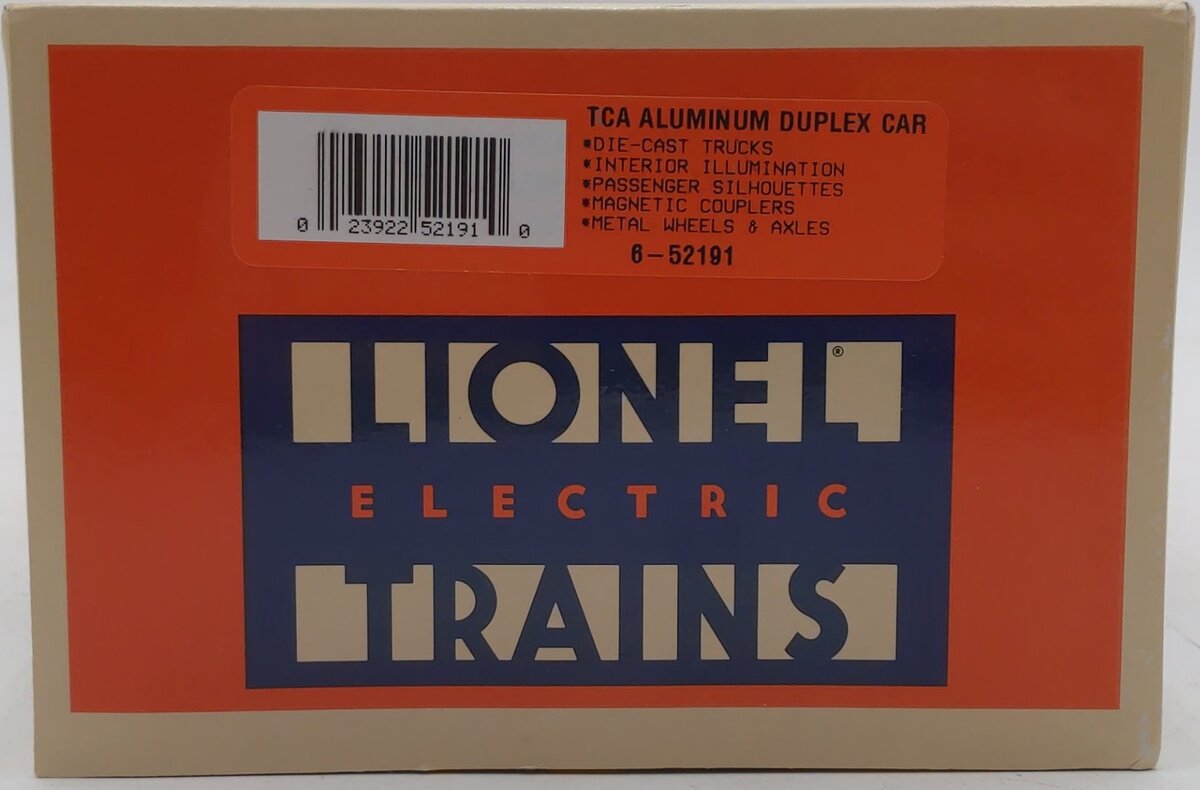 Lionel 6-52191 O Gauge TCA Grand Rapids Duplex Aluminum Car #2000 NIB