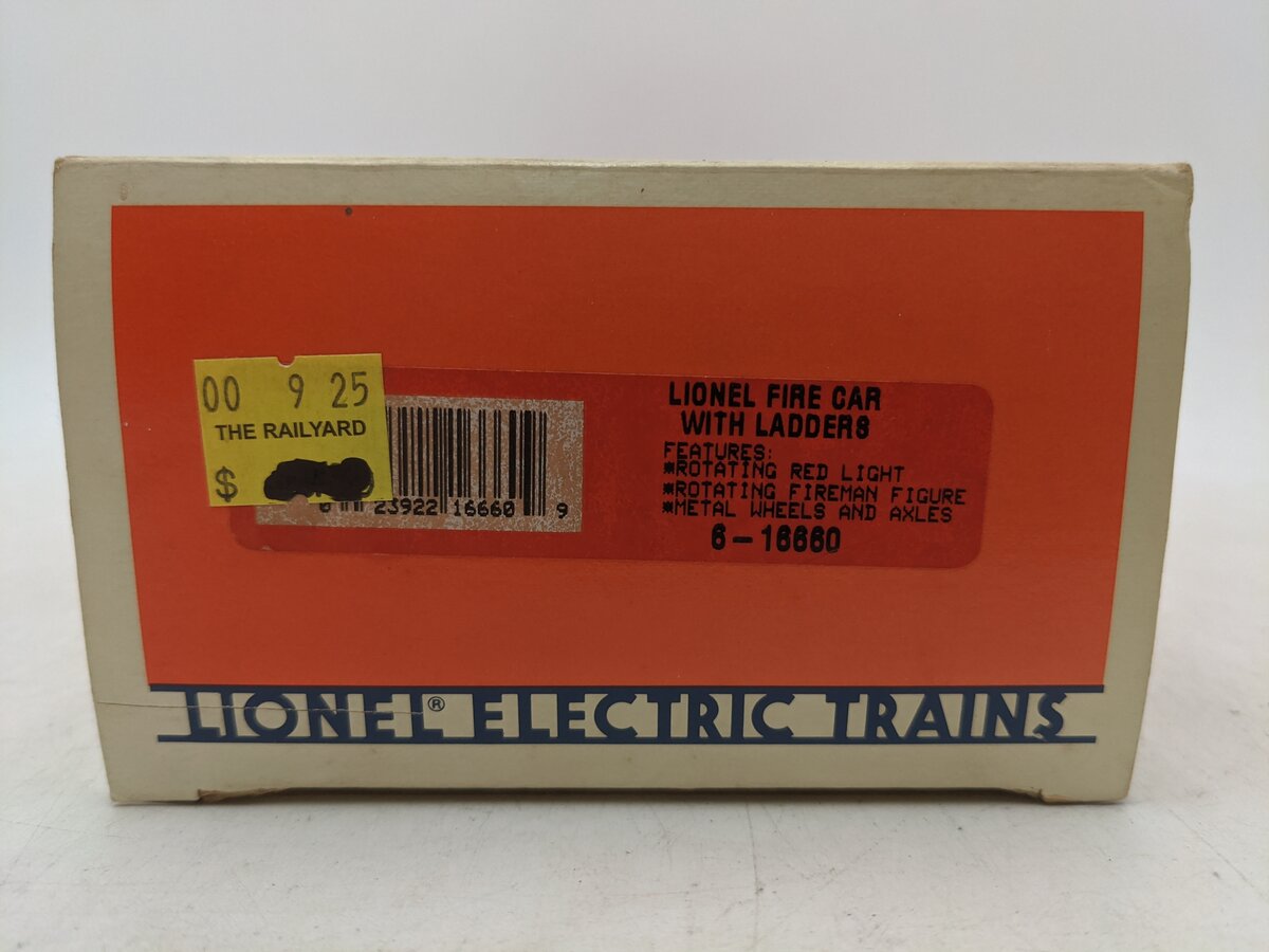 Lionel 6-16660 O Gauge Lionel Operating Fire Car With Ladders (Yellow) EX/Box