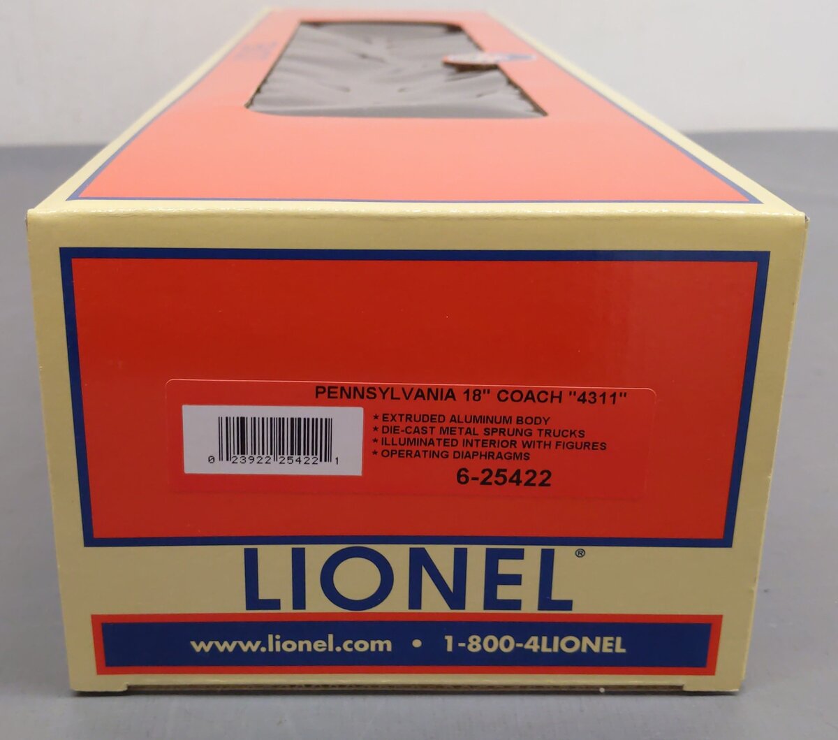 Lionel 6-25422 O Pennsylvania Trail Blazer 18" Aluminum Passenger Coach #4311 LN/Box