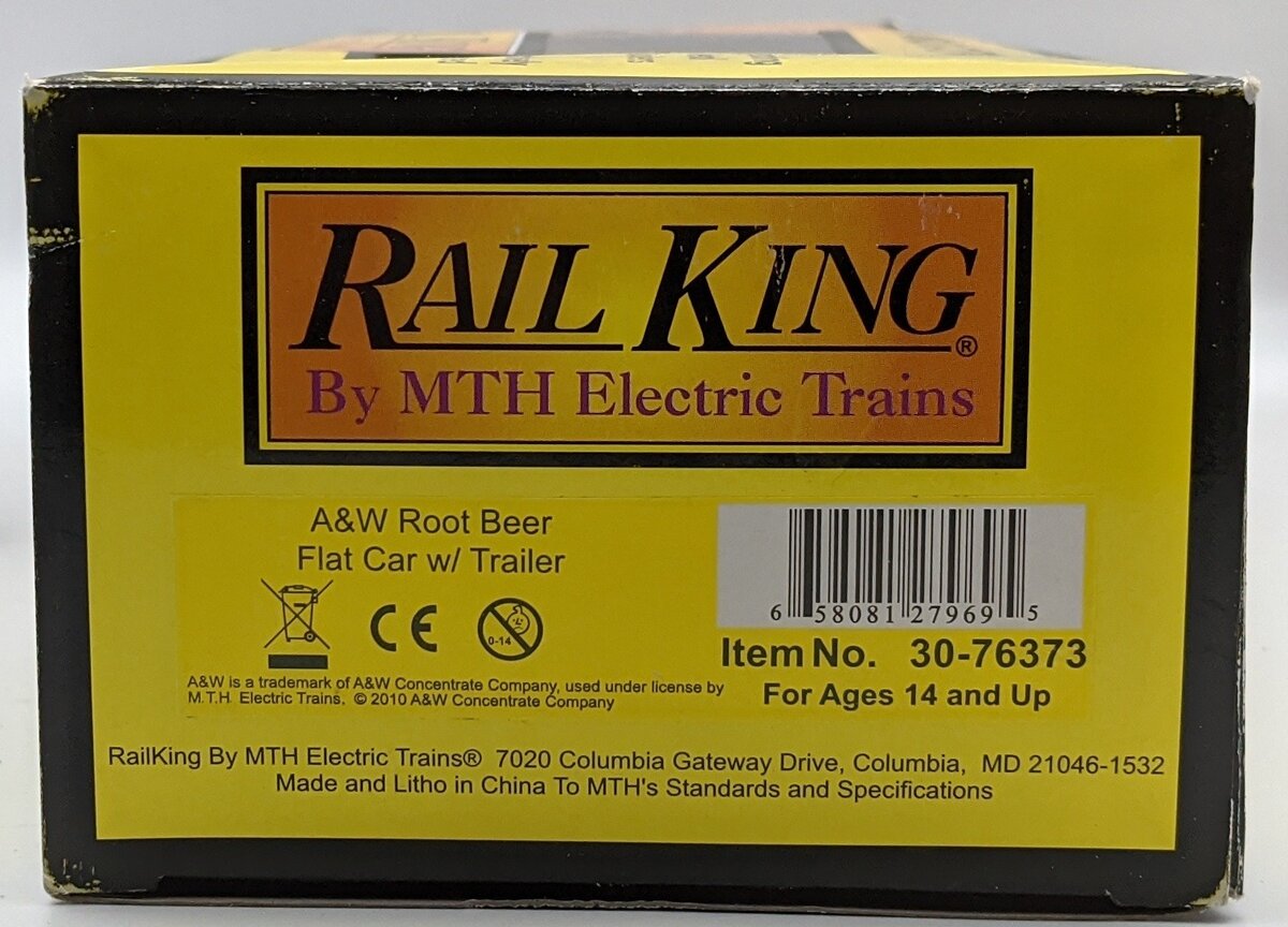 MTH 30-76373 A&W Rootbeer Flat Car w/Trailer MT/Box