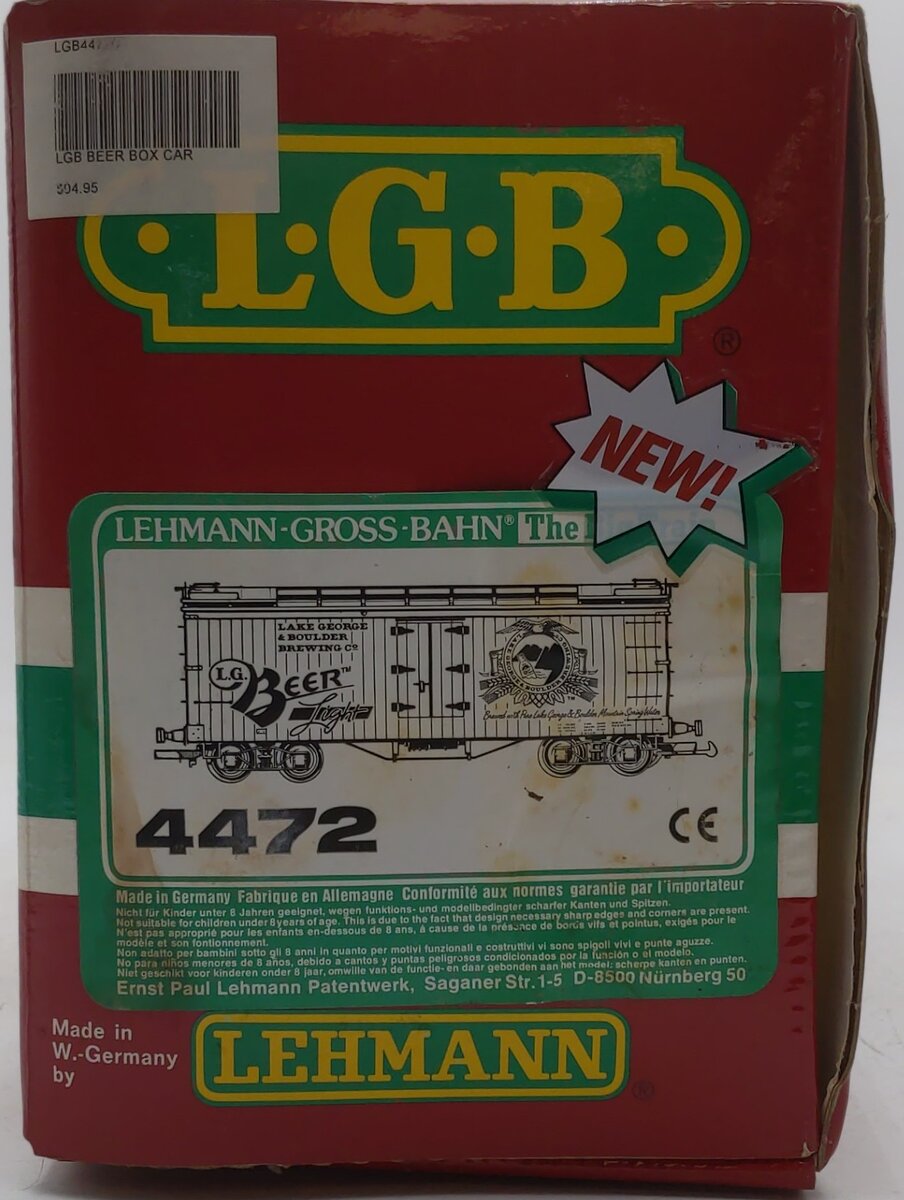LGB 4472 G Scale Lake George & Boulder Brewing Reefer EX/Box