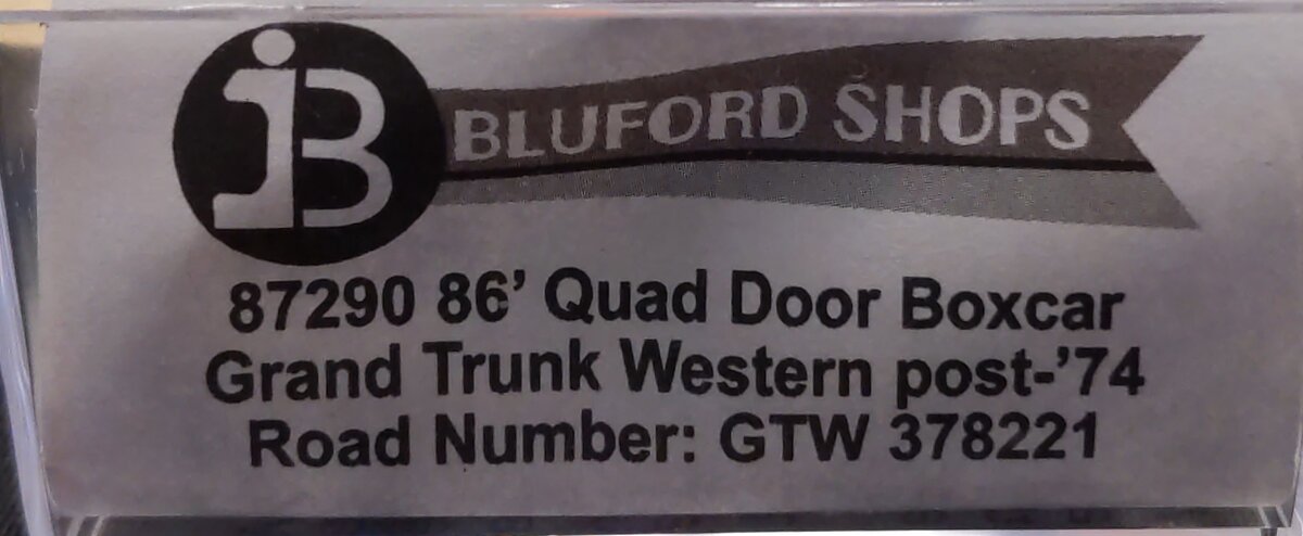Bluford Shops 87290 Grand Trunk Western 86' Quad Door Boxcar #378221 LN/Box