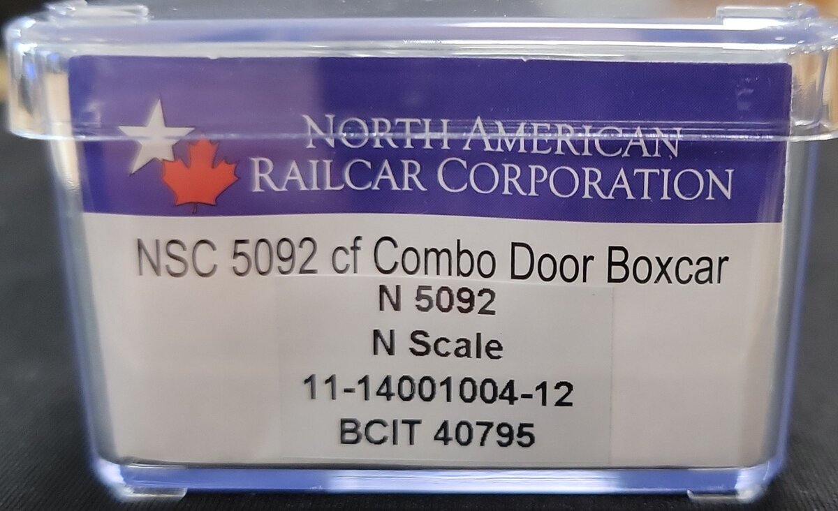 NARC 11-14001004-12 N Scale BCIT NSC Combo Door Boxcar #5092 LN/Box