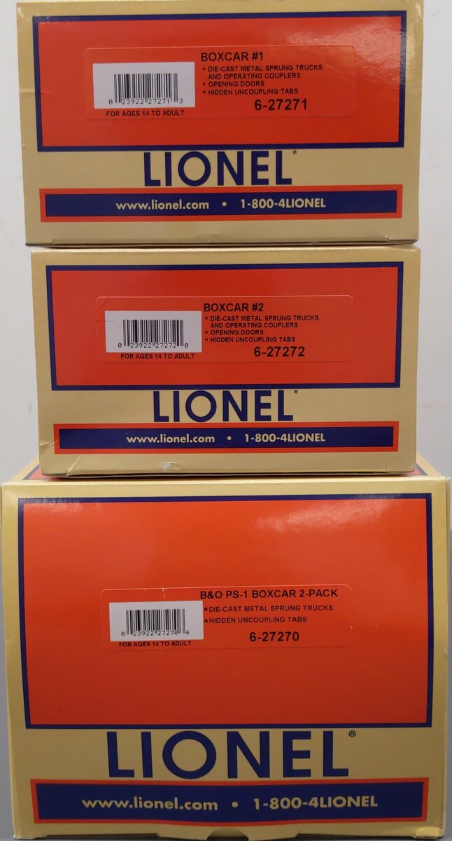 Lionel 6-27270 O Gauge Baltimore & Ohio PS-1 Boxcar 2-Pack LN/Box