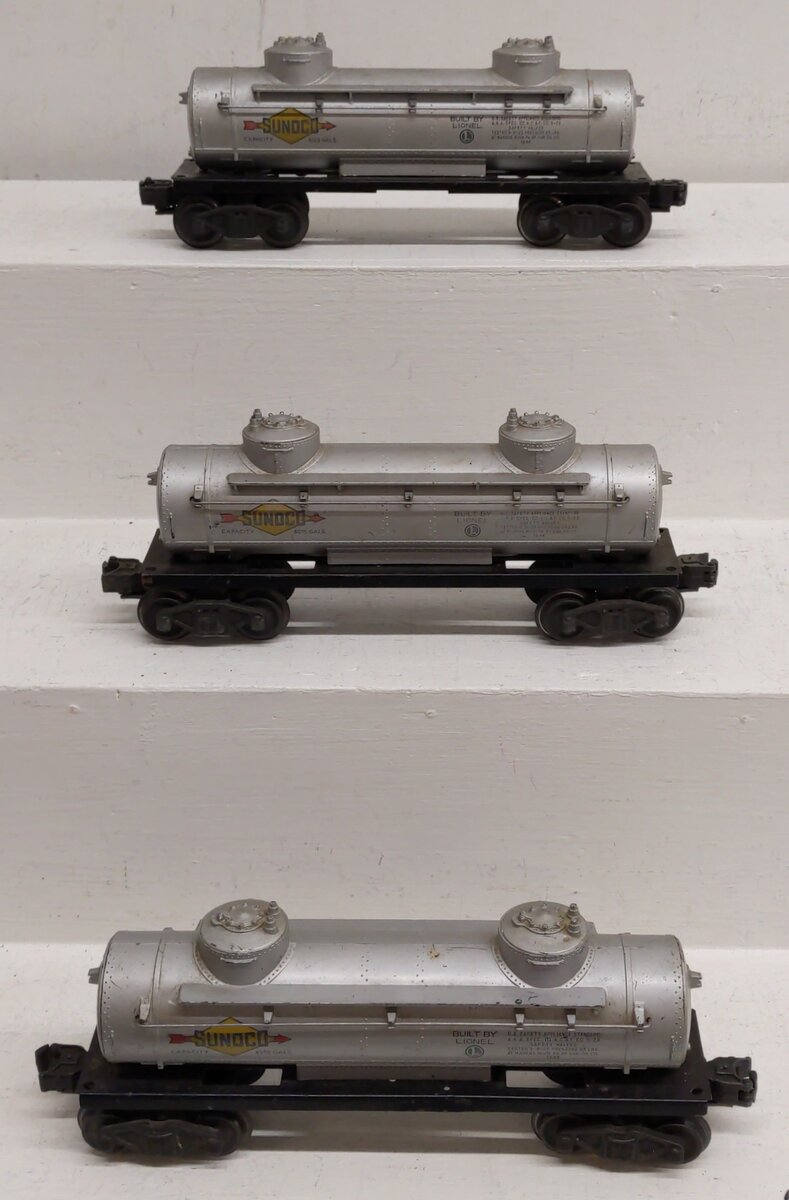 Lionel 6465 O Gauge Sunoco Vintage Postwar Tank Cars (3) VG