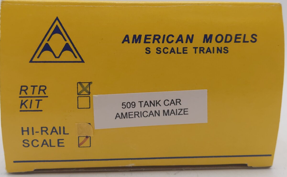 American Models 509 S Gauge American Maize Tank Car #79844-Scale EX/Box