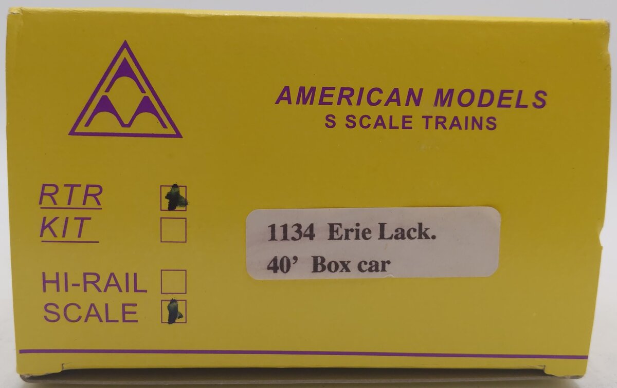 American Models 1134 S Scale Erie Lackawanna 40' Boxcar w/ Scale Wheels #73190 EX/Box