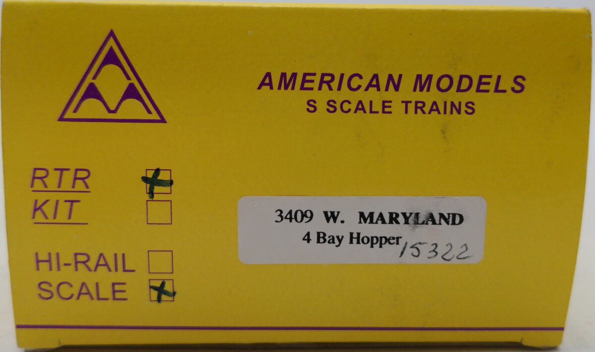 American Models 3409 Western Maryland Hopper Car #15322 EX/Box