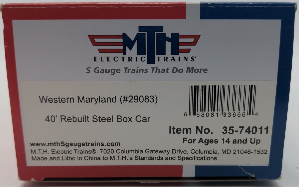 MTH 35-74011 Western Maryland 40' Boxcar #29083 VG/Box