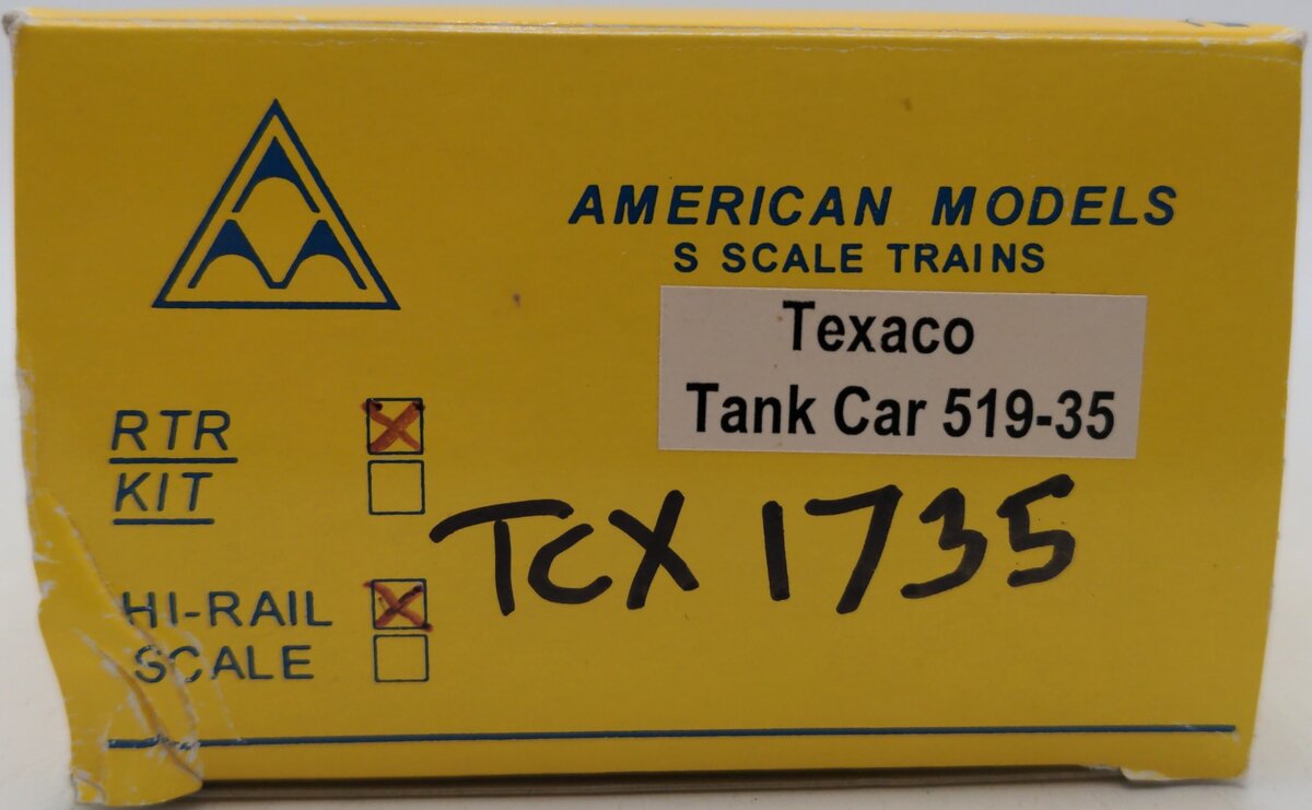 American Models 519-35 S Scale Texaco Tank Car #1735 EX/Box