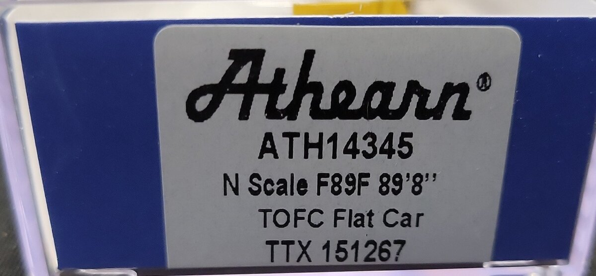 Athearn 14345 N TTX/Yellow F89F TOFC Flat Car #151267