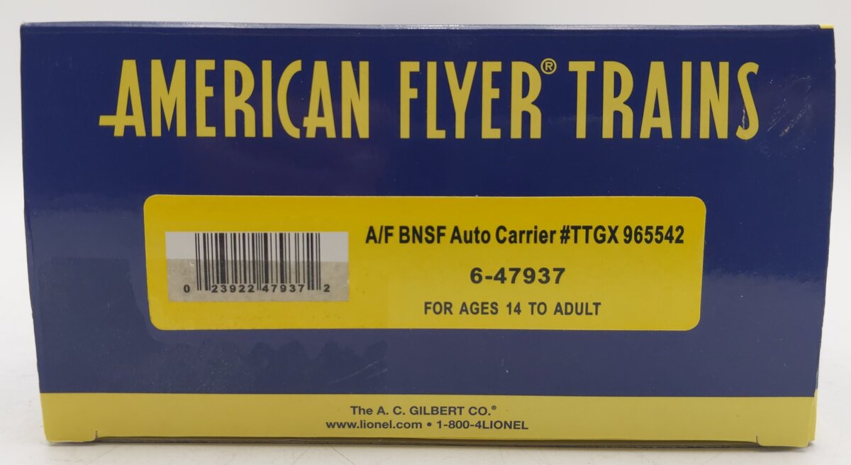 American Flyer 6-47937 S BNSF Auto Carrier #TTGX 965542 - Custom/Box