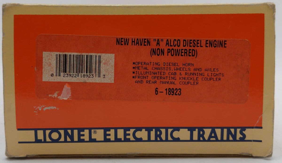 Lionel 6-18923 O New Haven Alco Dummy A Diesel Locomotive w/Horn #8923 EX/Box