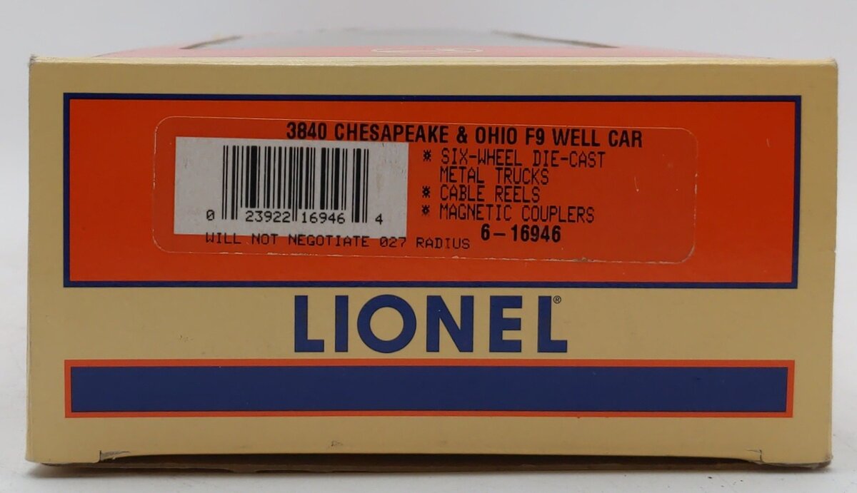 Lionel 6-16946 O Gauge Chesapeake & Ohio F9 Well Car #3840 VG/Box