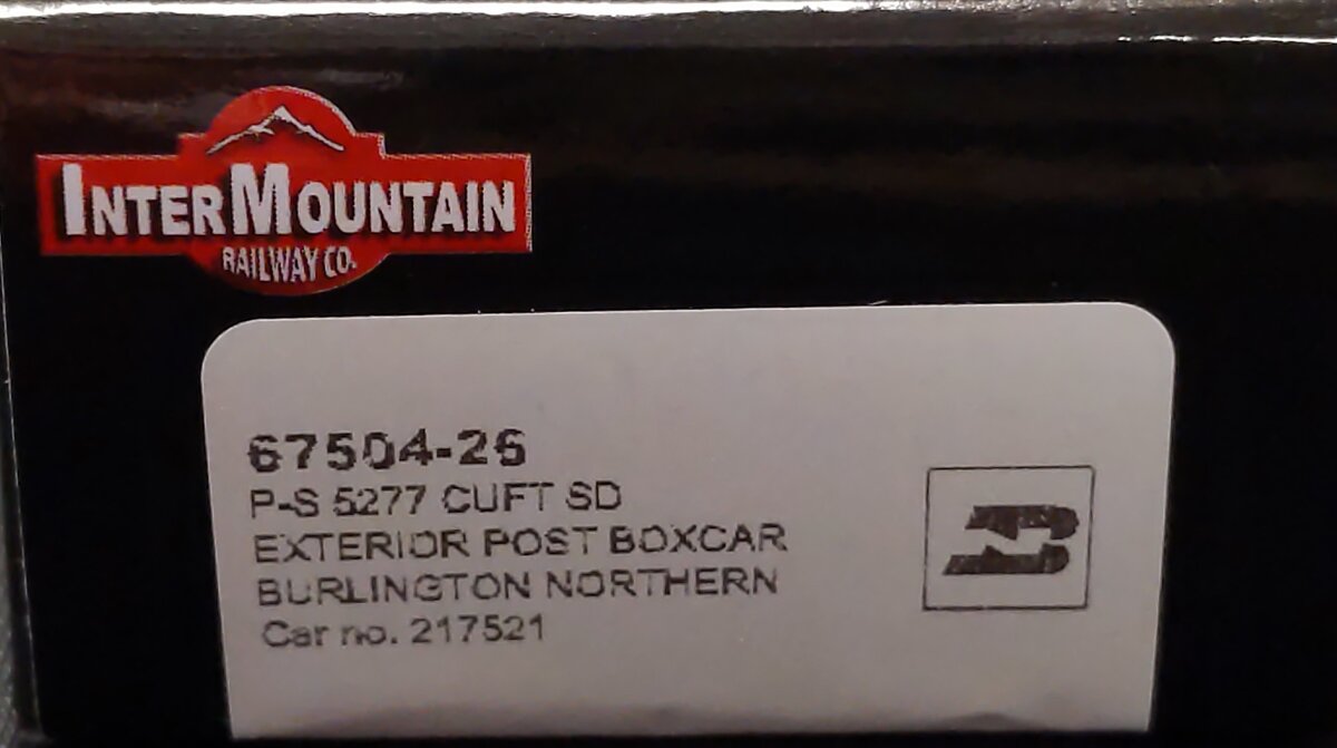 InterMountain 67504-25 N Burlington Northern Exterior Post Boxcar #217521 LN/Box