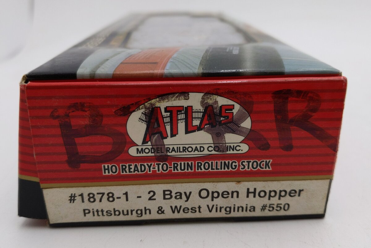 Atlas 1878-1 HO Pittsburgh & West Virginia 2-Bay Open Hopper #550 LN/Box