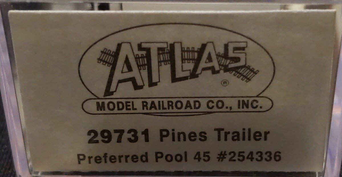 Atlas 29731 N Scale Preferred Pool Pines Trailer LN/Box