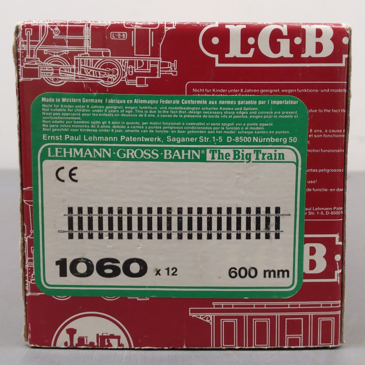 LGB 1060 G 600mm 24" Brass Rail Straight Track (Box of 12) VG/Box
