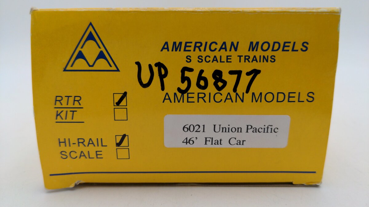 American Models 6021 S Scale Union Pacific 46' Flat Car EX/Box