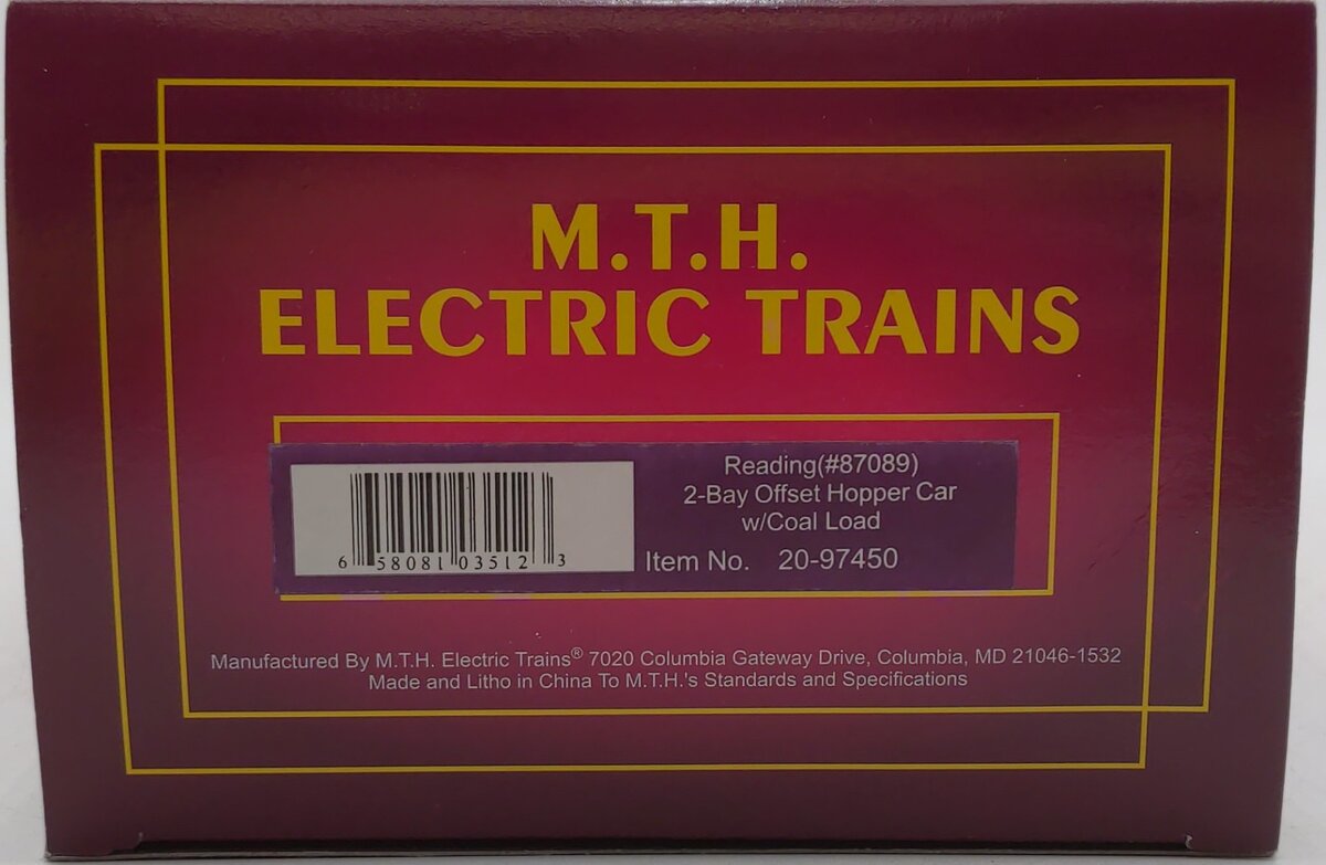 MTH 20-97450 O Reading Hopper #87089 LN/Box