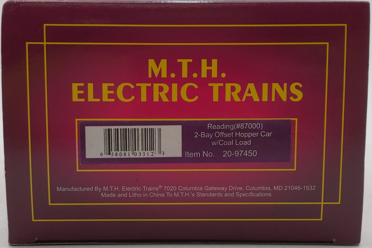 MTH 20-97450 O Reading Hopper #87000 LN/Box